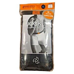 Jockey Go Stretch Classic Boxer Briefs Underwear 2007 Size XL BLACK 2 Pack 9881